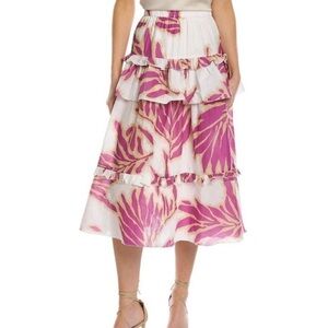 NWT Tanya Taylor Hazelle Floral Boysenberry Midi Skirt